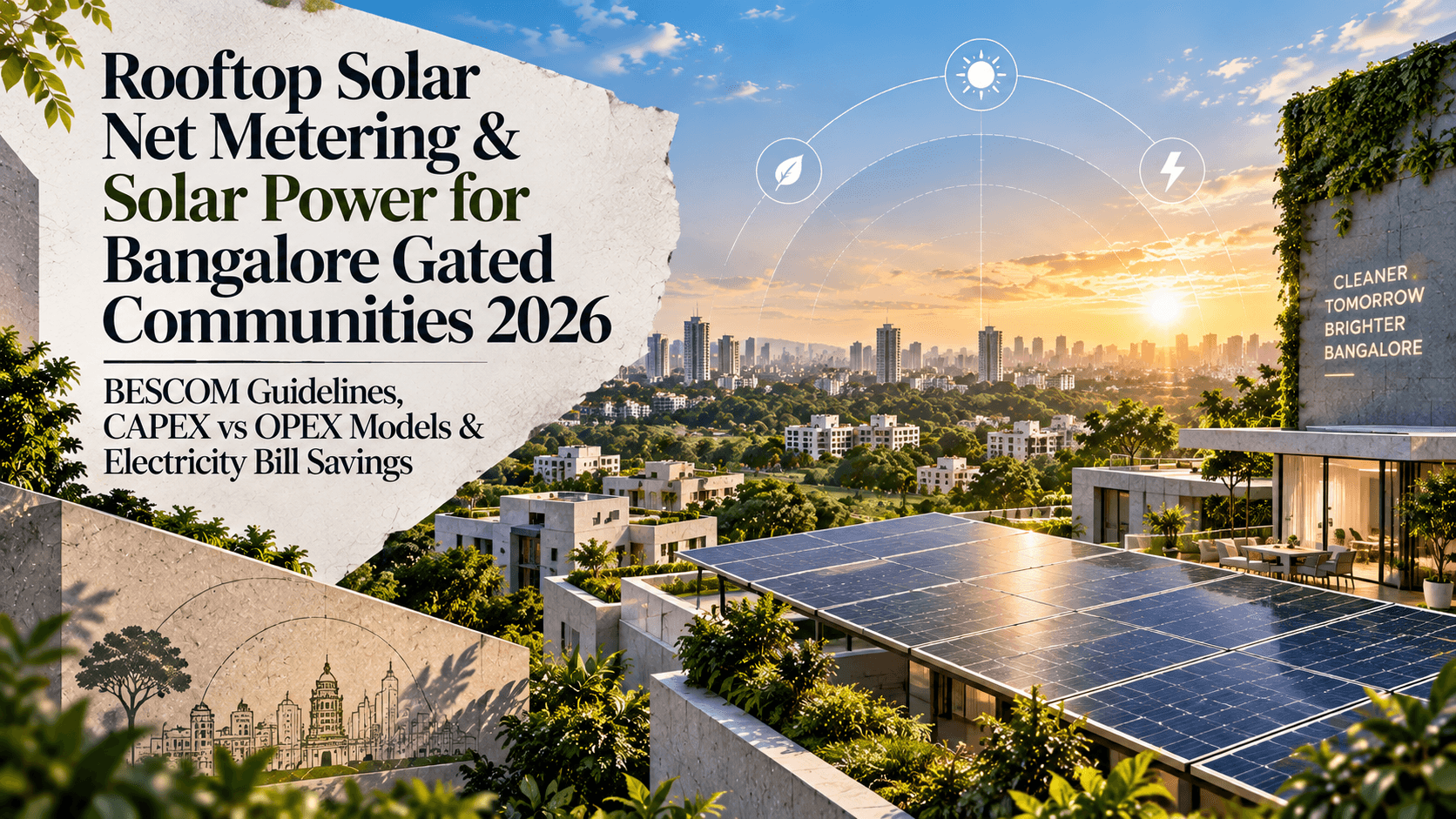 Rooftop Solar Net Metering & Solar Power for Bangalore Gated Communities 2026 — BESCOM Guidelines, CAPEX vs OPEX Models & Electricity Bill Savings