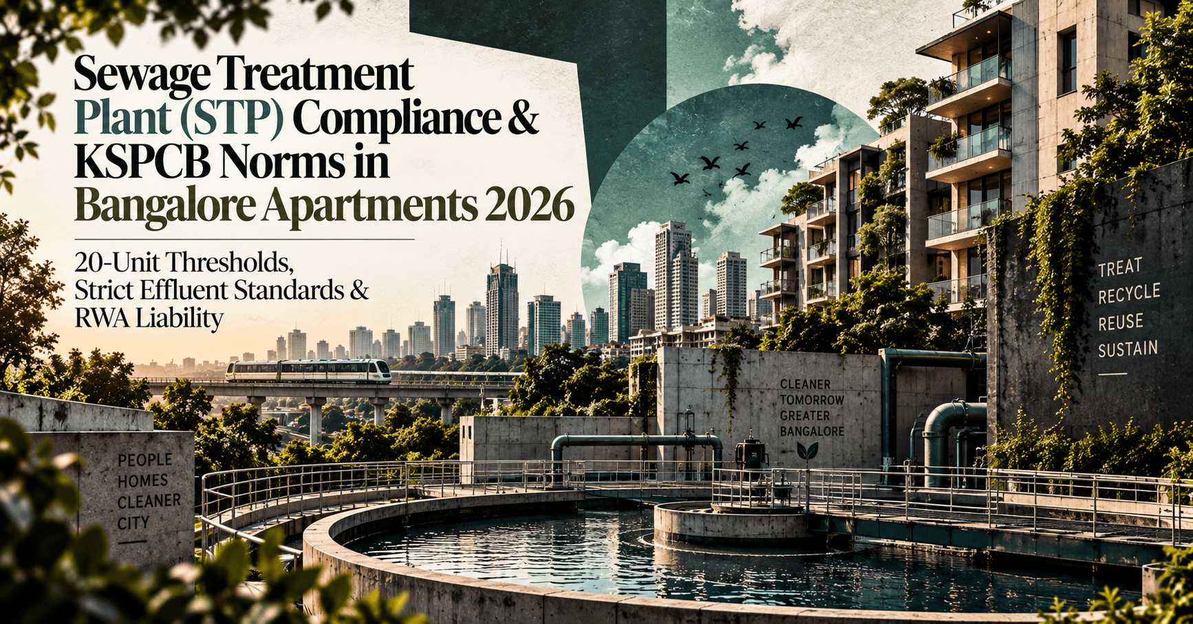 Sewage Treatment Plant (STP) Compliance & KSPCB Norms in Bangalore Apartments 2026 — 20-Unit Thresholds, Strict Effluent Standards & RWA Liability
