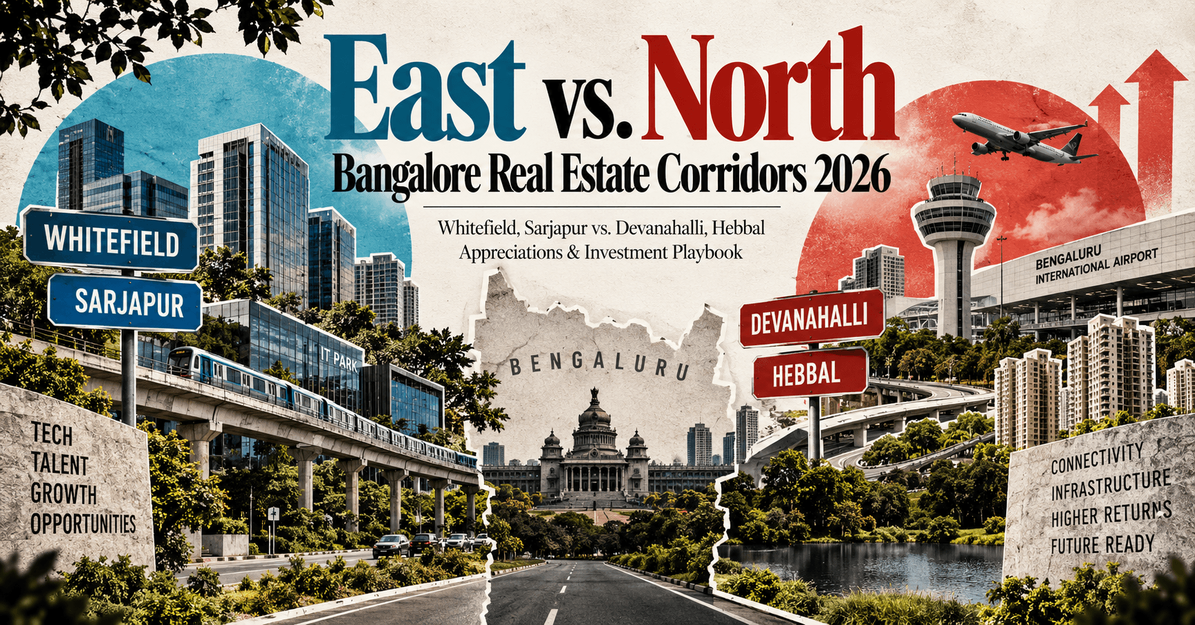 East vs. North Bangalore Real Estate Corridors 2026 — Whitefield, Sarjapur vs. Devanahalli, Hebbal Appreciations & Investment Playbook