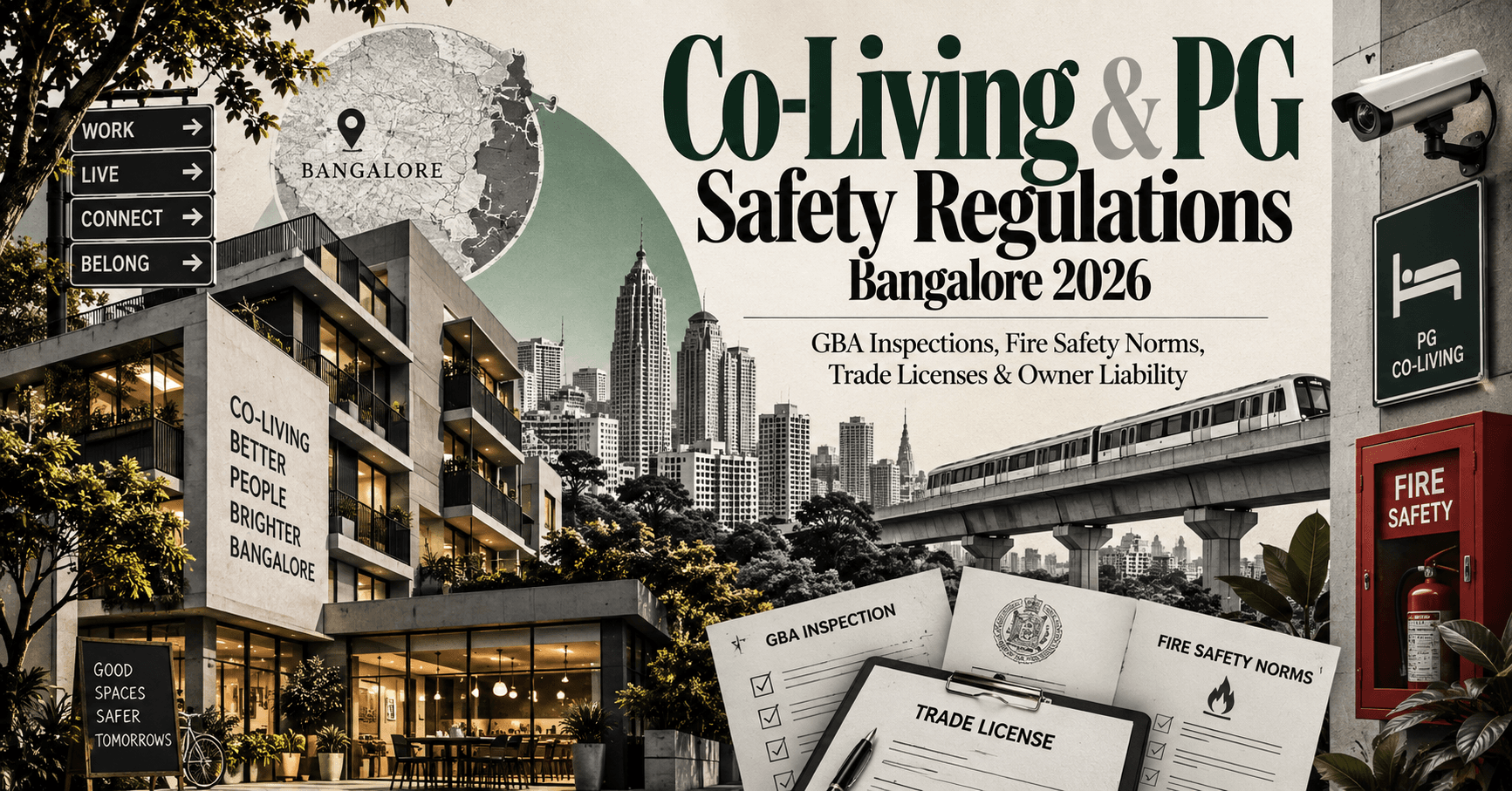 Co-Living & PG Safety Regulations Bangalore 2026 — GBA Inspections, Fire Safety Norms, Trade Licenses & Owner Liability