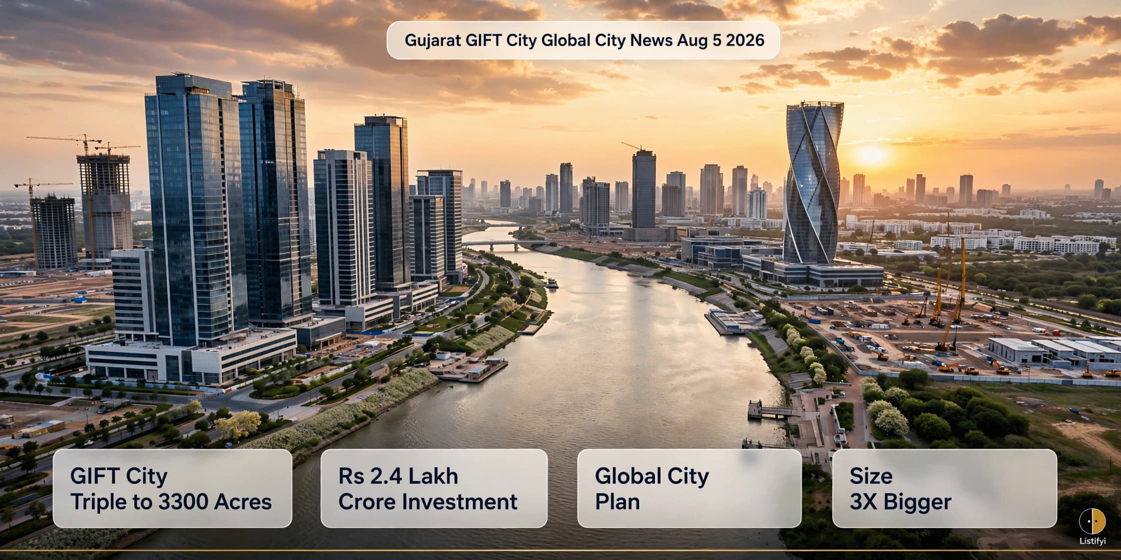 Gujarat GIFT City to Triple to 3300 Acres Global City Plan Rs 2.4 Lakh Crore Investment