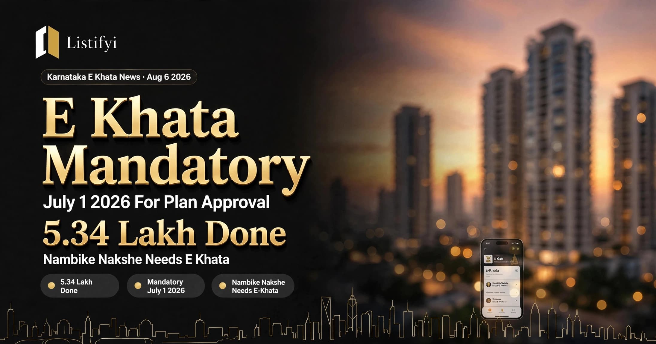 Karnataka E Khata Mandatory From July 1 2026 For BBMP Plan Approval 5.34 Lakh Done