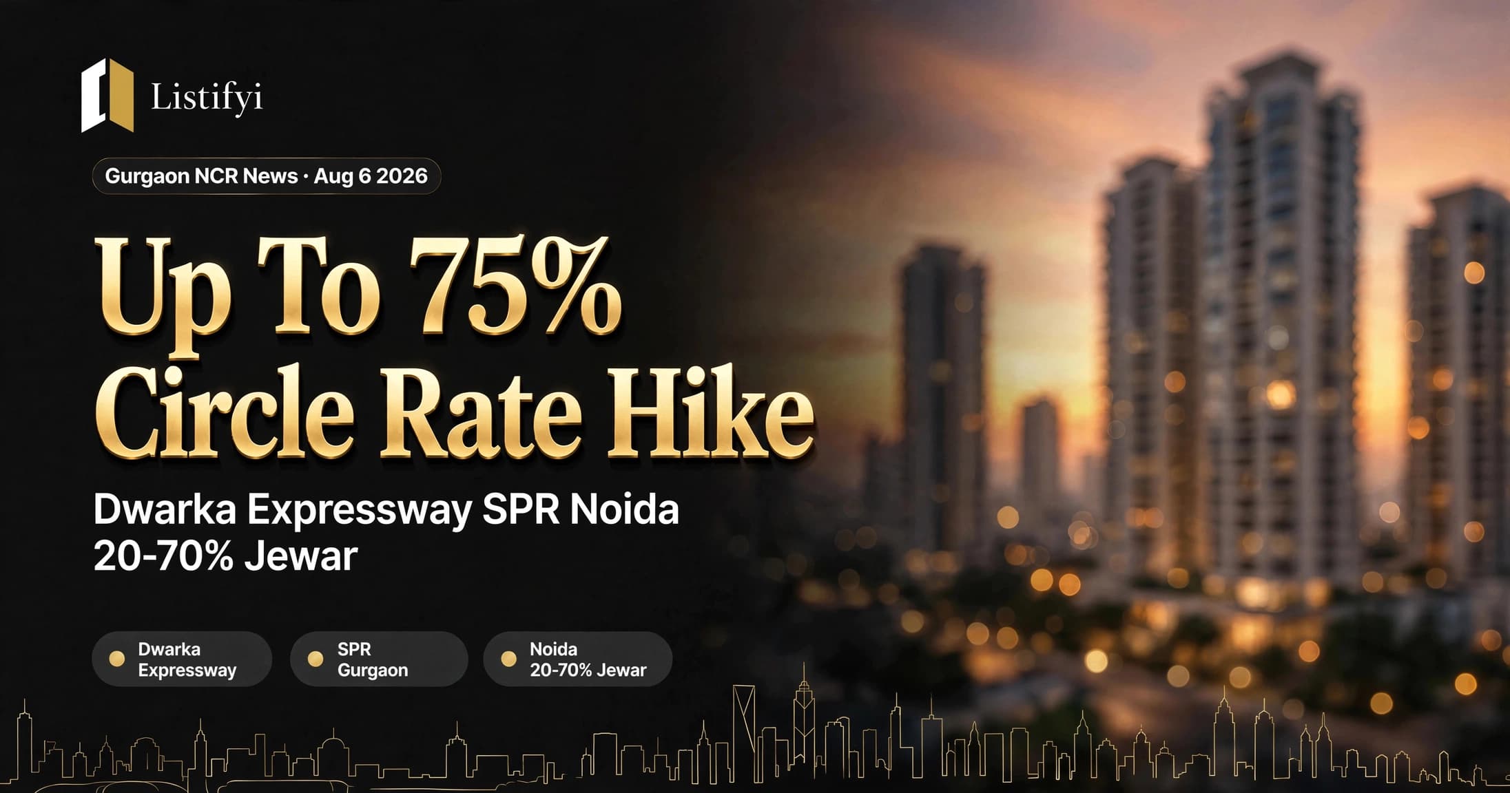 Gurgaon Circle Rate Hike Up To 75 Percent Dwarka Expressway SPR Noida 20 To 70 Percent Jewar