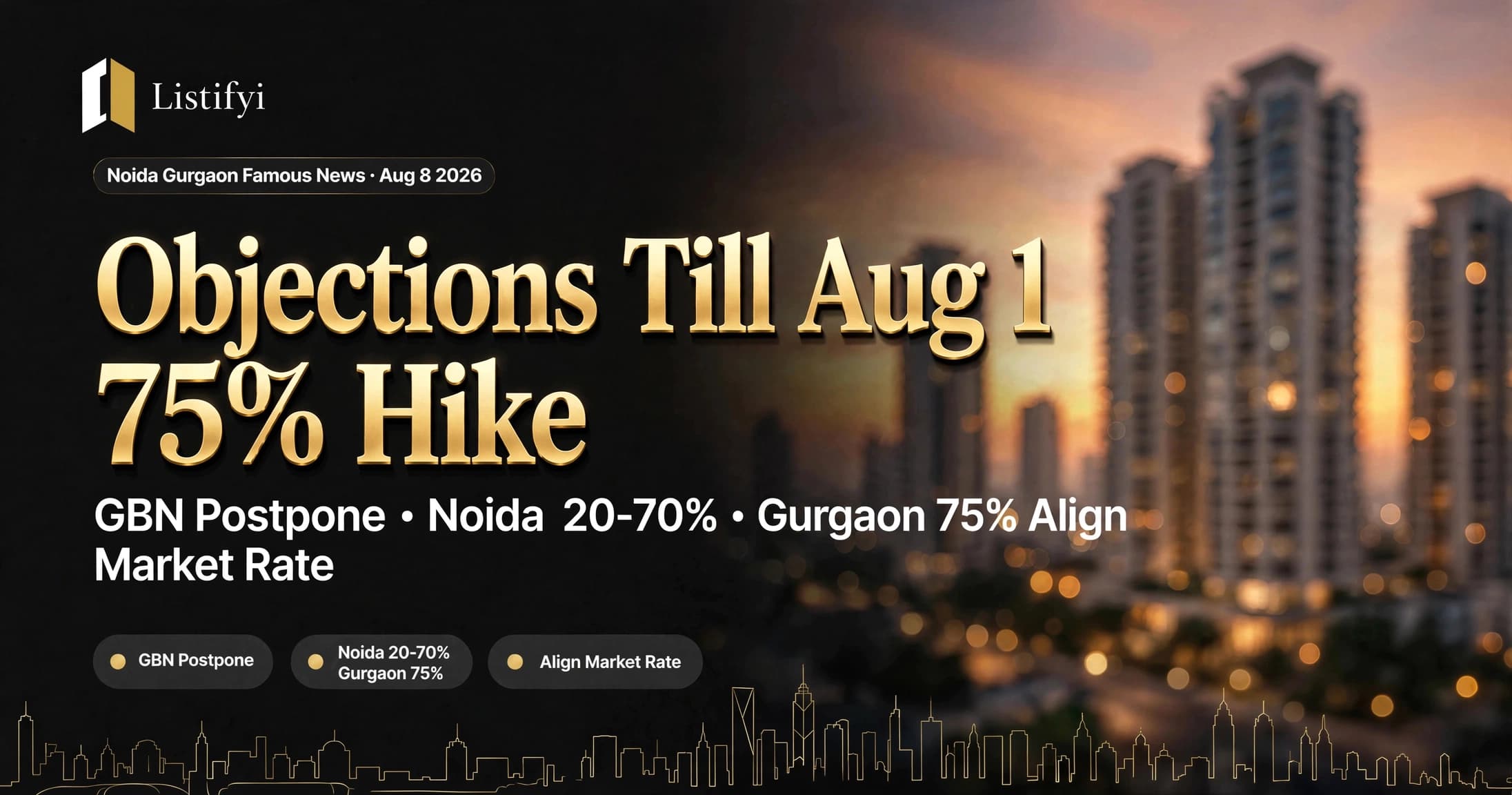 Noida Gurgaon Circle Rate Hike Objections Till Aug 1 GBN Postpone Noida 20 To 70 Percent Gurgaon 75 Percent Align Market