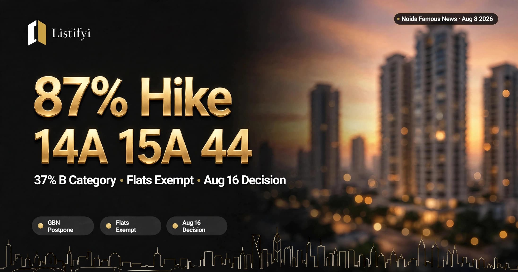 Noida Circle Rate Opposed 87 Percent Hike In 14A 15A 44 37 Percent In B Category GBN Postpone Flats Exempt Aug 16 Decision