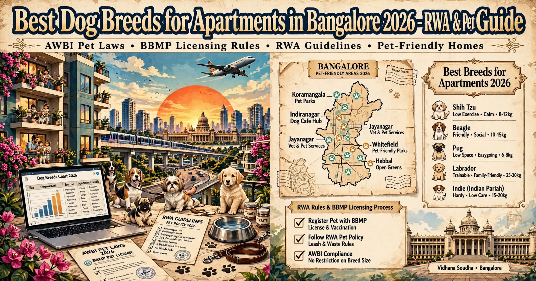 Best Dog Breeds for Apartments in Bangalore 2026 - RWA Rules & Pet Guide