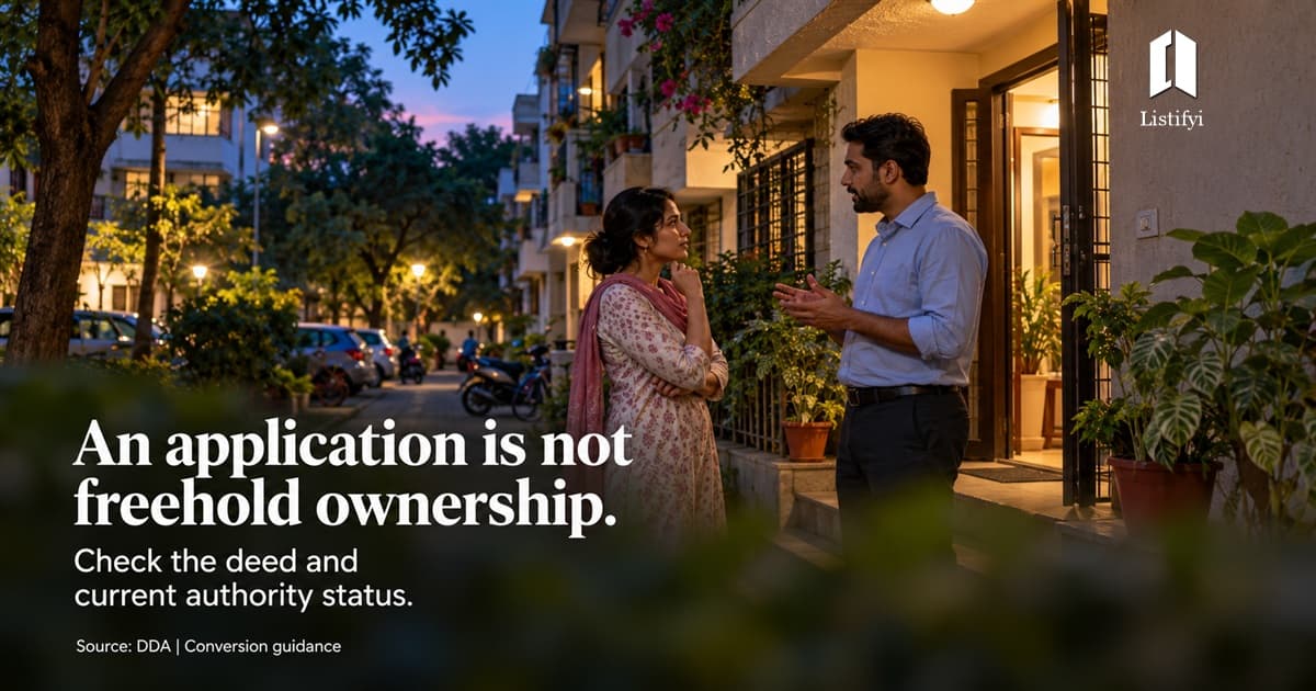 Delhi Leasehold Property: Verify Freehold Conversion
